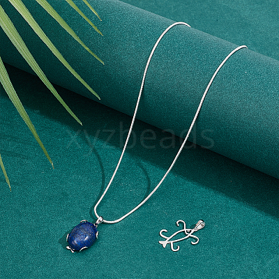 2Pcs 925 Sterling Silver Prongs Pendant Blank Fish Cabochon Settings STER-BC0002-60P-1