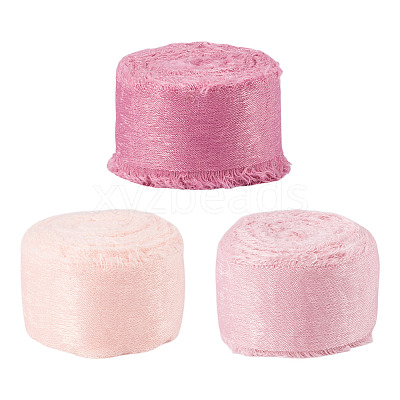 3 Rolls 3 Colors Polyester Frayed Fringe Ribbon OCOR-TA0003-81A-1