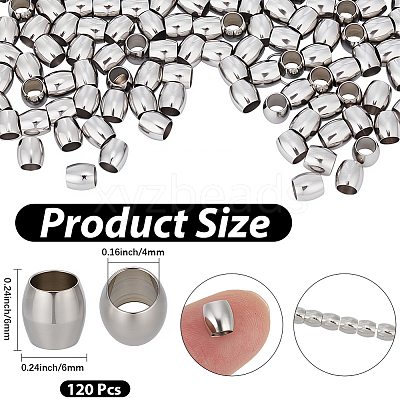 120Pcs 304 Stainless Steel European Beads STAS-BBC0009-79P-1