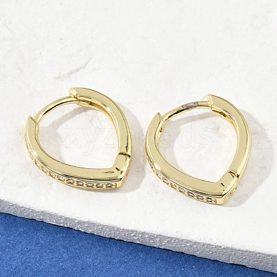 Teardrop Brass Micro Pave Cubic Zirconia Hoop Earrings EJEW-M082-10G-1