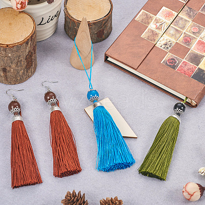 28Pcs 14 Colors Polyester Tassel Big Pendants Decorations HJEW-TA0001-07-1