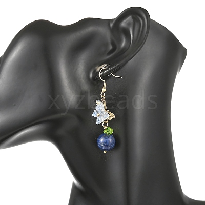 304 Stainless Steel & Natural Lapis Lazuli/Green Aventurine/Rose Quartz/Amethyst Dangle Earrings EJEW-JE07495-1