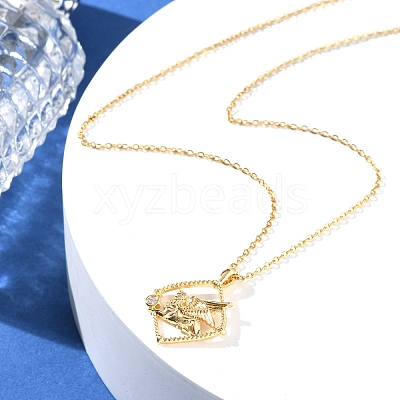 Brass Clear Cubic Zirconia Pendant Necklaces for Women NJEW-B121-01G-03-1