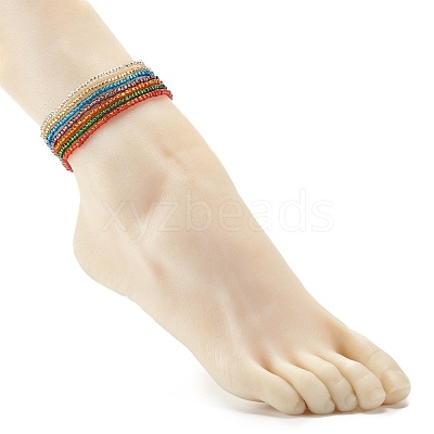 Bling Glass Seed Beads Anklets Set AJEW-AN00461-1