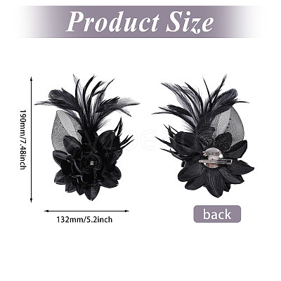 Flower Feather & Iron Lapel Pins for Clothes JEWB-WH0010-114B-1