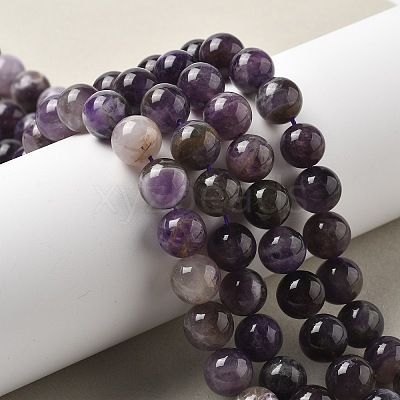 Round Natural Chevron Amethyst Bead Strands G-S380-01B-01-1