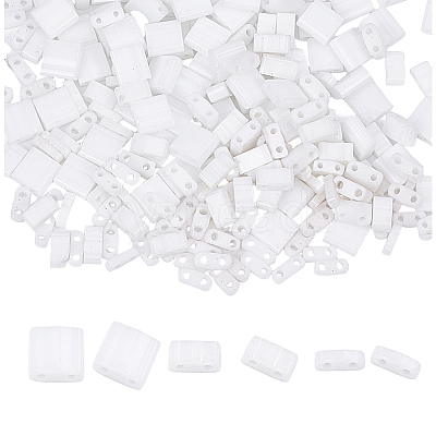 300Pcs 3 Styles 2-Hole Opaque Glass Seed Beads SEED-HY0001-36A-1