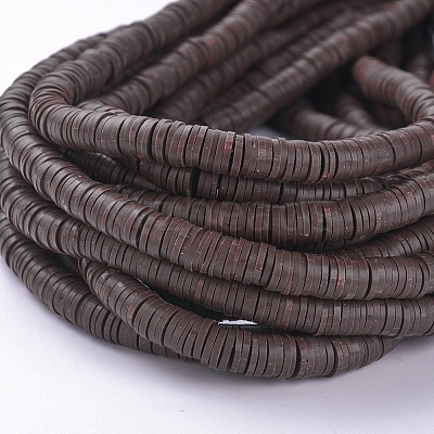 Flat Round Handmade Polymer Clay Beads CLAY-R067-6.0mm-38-1