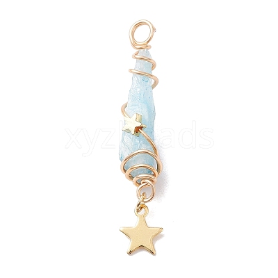 3Pcs 3 Styles Electroplated Natural Quartz Crystal Copper Wire Wrapped Pendants PALLOY-JF02586-02-1