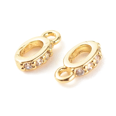 Brass Micro Pave Clear Cubic Zirconia Charms ZIRC-P094-11G-RS-1