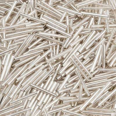 Silver Lined Transparent Glass Bugle Beads SEED-R028-2x20-B02-1