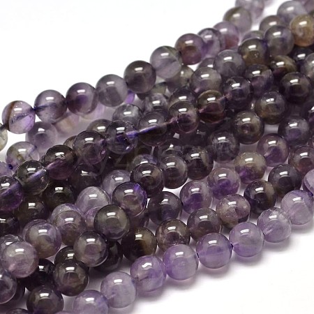 Round Natural Amethyst Bead Strands G-L446-03-1