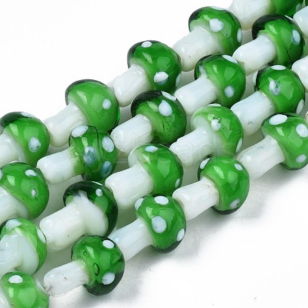 Mushroom Handmade Lampwork Beads Strands LAMP-R116-26-1