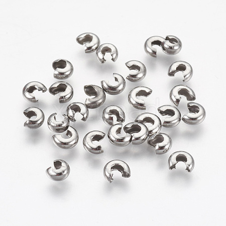 304 Stainless Steel Crimp Beads Covers STAS-L215-10P-1