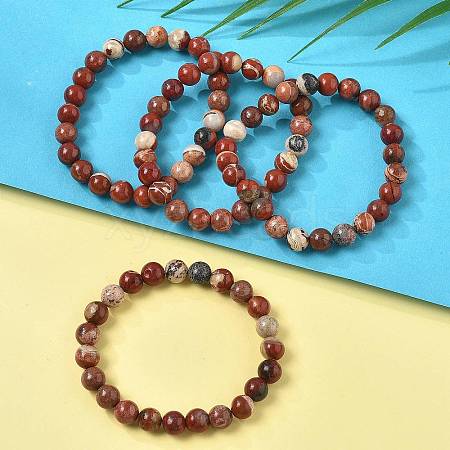 Natural Red Jasper Bead Stretch Bracelets BJEW-K212-B-012-1