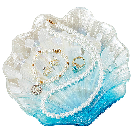 Shell Shape Glass Jewelry Plates DJEW-WH0058-10-1