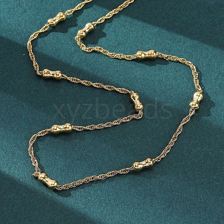 304 Stainless Steel Bone Rope Chain Necklaces NJEW-C073-02G-1