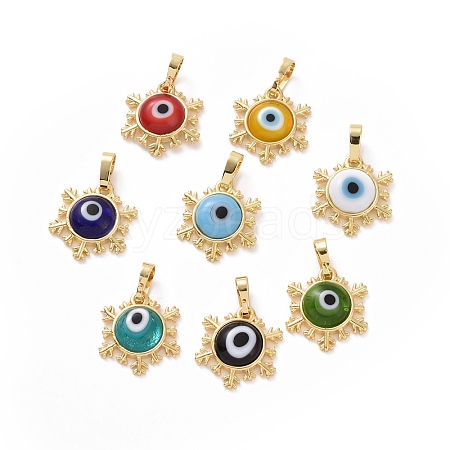 Handmade Evil Eye Lampwork Pendants ZIRC-F136-04G-1