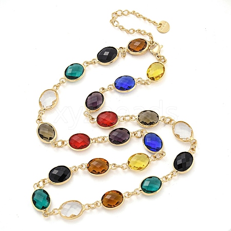 Glass Necklace NJEW-C047-01B-KCG-1