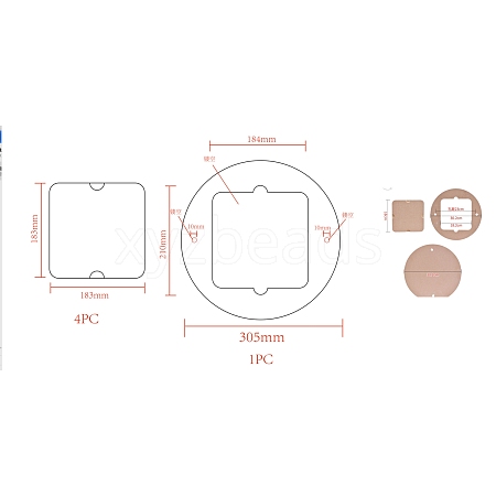 Round & Square MDF Wood Boards TOOL-WH0053-08-1