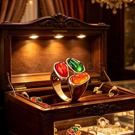 Zinc Alloy Resin Finger Rings for Women UQ0861-2-1