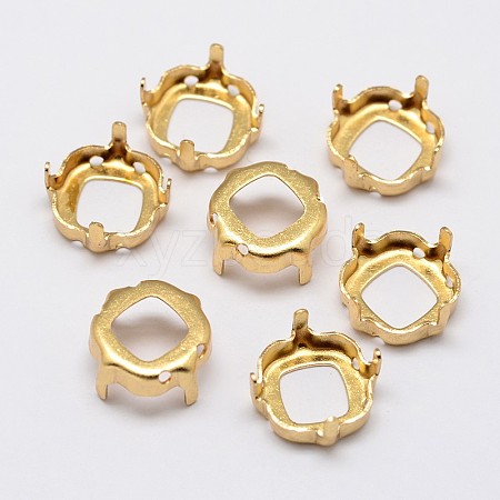Square Brass Rhinestone Claw Settings KK-M166-03-12x12-1