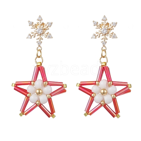 Glass Star Stud Earrings EJEW-MZ00256-05-1