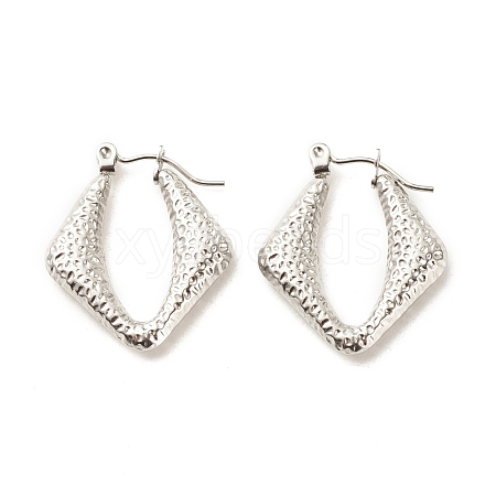 Non-Tarnish 304 Stainless Steel Chunky Rhombus Hoop Earrings for Women EJEW-K242-01P-1