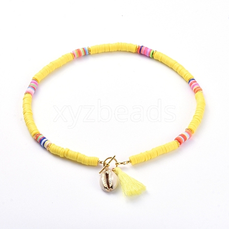 Handmade Polymer Clay Heishi Beads Necklaces NJEW-JN02721-02-1