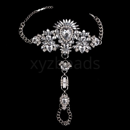 Fashion Alloy & Acrylic Rhinestone Flower Toe Ring Anklets for Beach Party WGAEED0-01-1