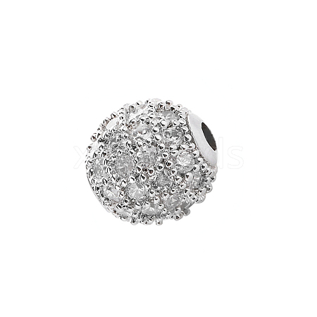 CZ Brass Micro Pave Grade AAA Clear Color Cubic Zirconia Round Beads KK-O065-6mm-05P-NR-1