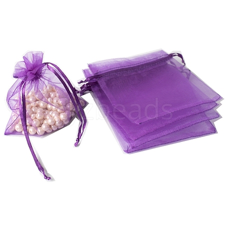 100Pcs Rectangle Organza DIY Craft Drawstring Bags PW-WG69155-24-1