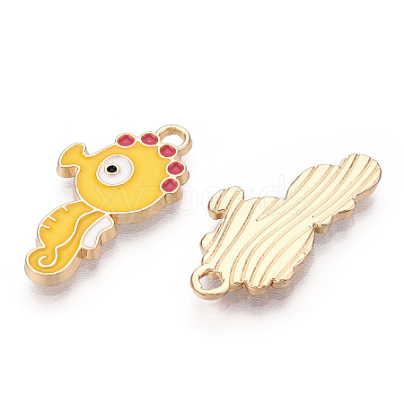 Light Gold Plated Alloy Enamel Pendants ENAM-T009-77D-RS-1