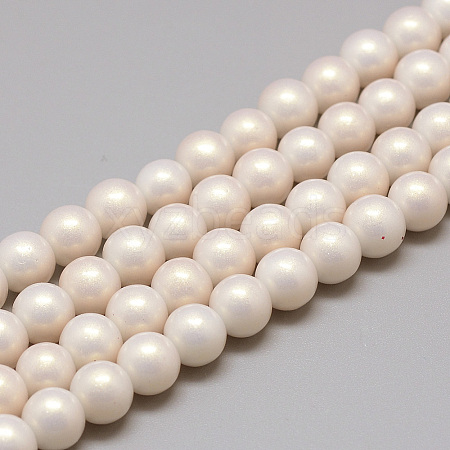 Glass Pearl Beads Strands X-DGLA-S115-8mm-K42-1