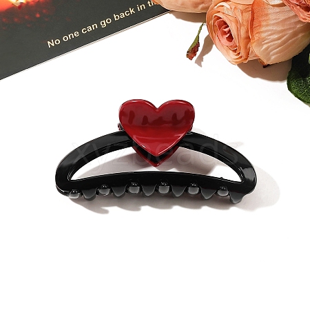 Heart Plastic Claw Hair Clips PW-WG64998-13-1