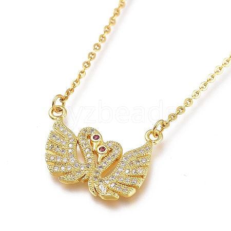Brass Micro Pave Clear Cubic Zirconia Pendant Necklaces NJEW-A127-19G-1