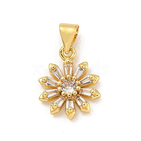 Rack Plating Brass Micro Pave Cubic Zirconia Pendants KK-G513-02G-1