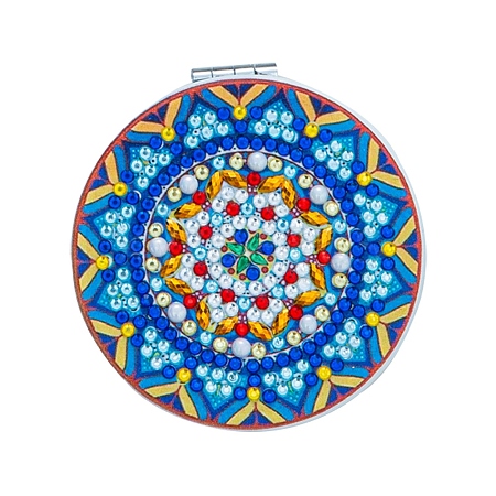 Mandala Flower DIY Diamond Painting Mirror Kits DIAM-PW0010-02G-1