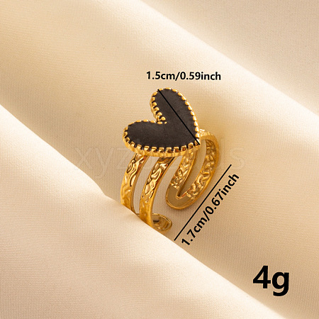 Simple Fashion 304 Stainless Steel Enamel Cuff Ring ZP8043-3-1