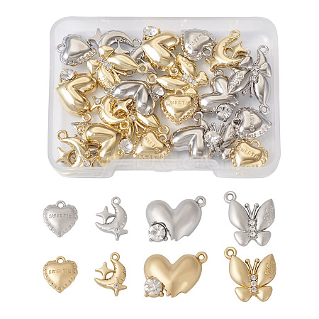 Spritewelry 32Pcs 8 Style Rack Plating Alloy Pendants FIND-SW0001-23-1