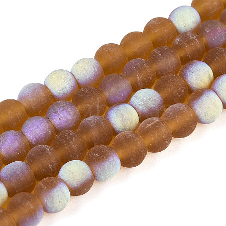 Frosted Transparent Glass Beads Strands GLAA-T032-T6mm-MBB23-1
