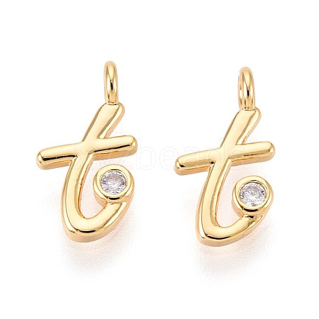 Brass Micro Pave Cubic Zirconia Charms KK-N263-97G-T-1