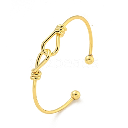 Cross Knot Brass Open Cuff Bangles for Women BJEW-G704-01G-1