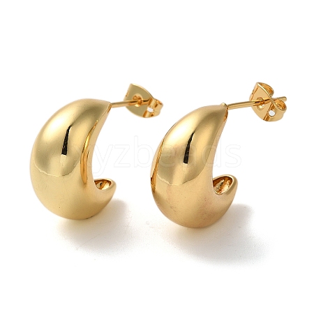 Rack Plating Brass Curved Midi Stud Earrings EJEW-L224-55G-1