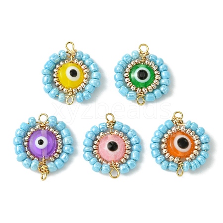 Resin with Glass Seed Beaded Connector Charms PALLOY-MZ00302-01-1