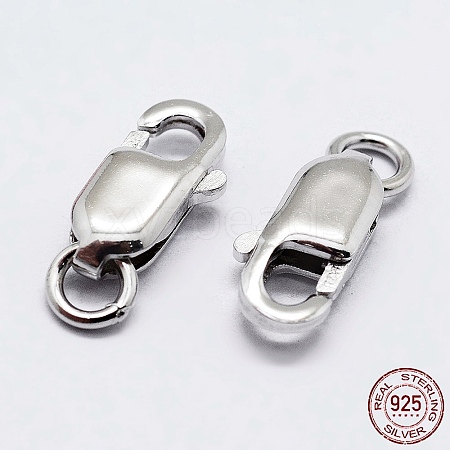 Anti-Tarnish Rhodium Plated 925 Sterling Silver Lobster Claw Clasps STER-K167-075C-P-1