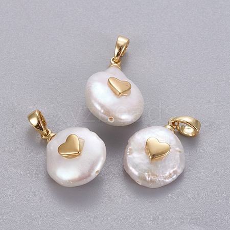 Natural Cultured Freshwater Pearl Pendants KK-L187-15G-1