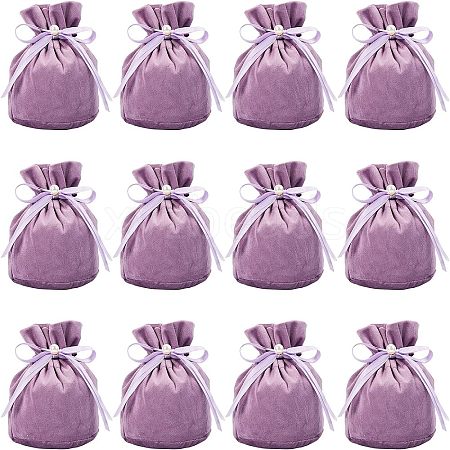  Velvet Jewelry Bags with Drawstring & Plastic Imitation Pearl TP-NB0001-20E-1