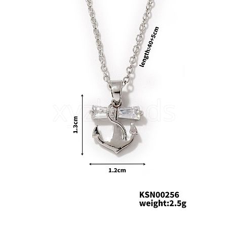 Exquisite Vintage Hip-hop Style Anchor Necklace with Zircon Pendant WJ3687-1