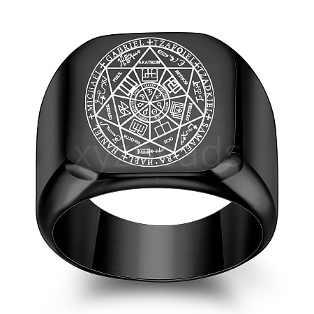 The Seven-Pointed Star Pattern 304 Stainless Steel Finger Rings FS-WGB7142-11-1